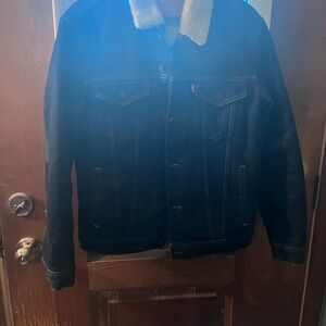 Levi's Dark Blue Denim Jacket with Sherpa Collar
